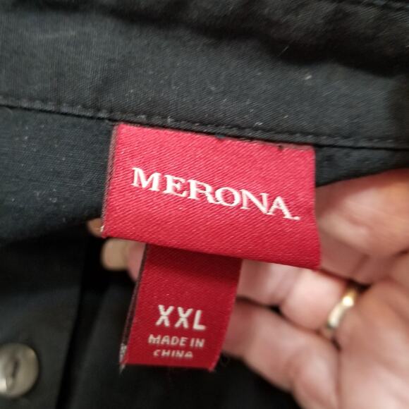 Merona Size XXL Black Stretch Cotton Blend 4 Pocket Women's Buttonfront Dress - Picture 7 of 9